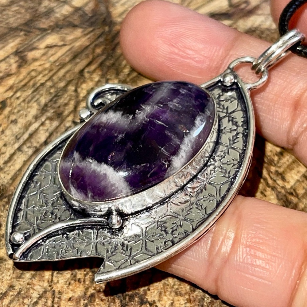 Banded Amethyst Pendant 2 1/2”